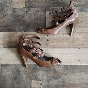 J.Crew buckle strap leather high heels size 8 1/2
